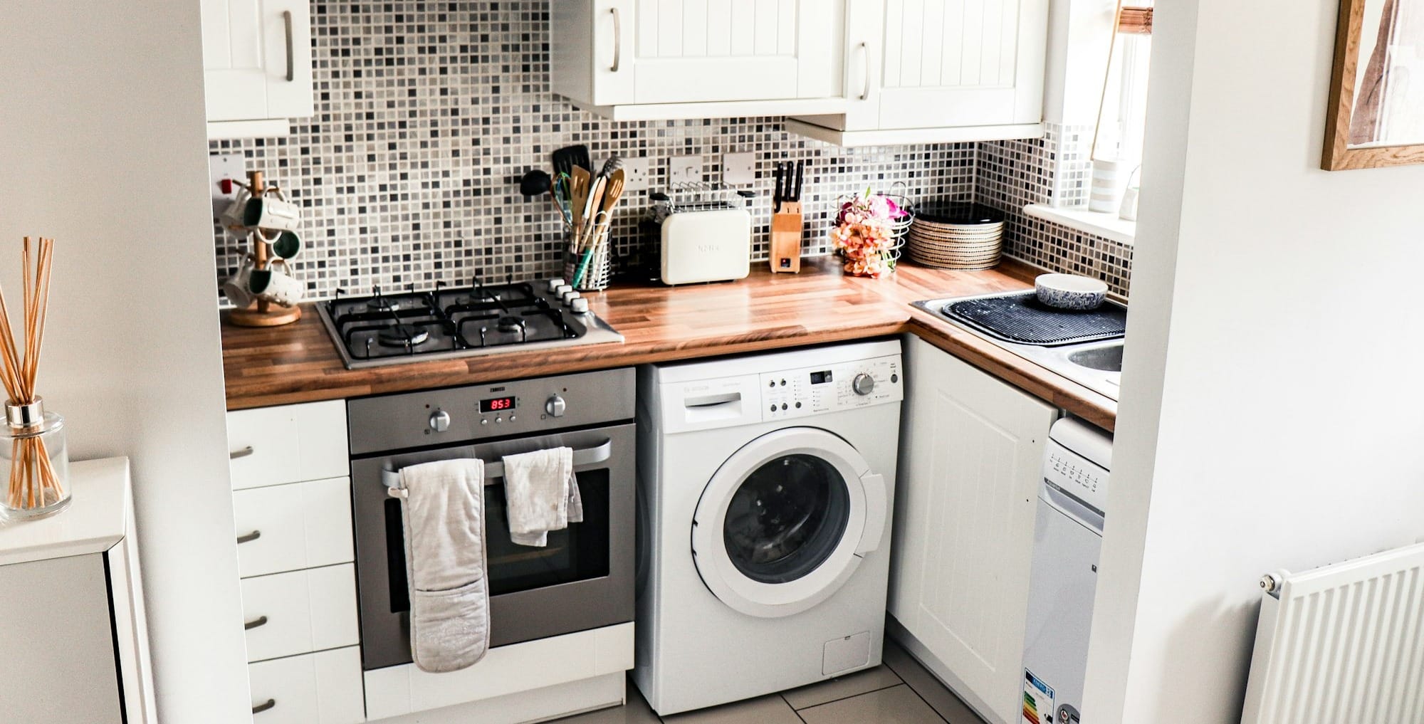 white front load washing machine